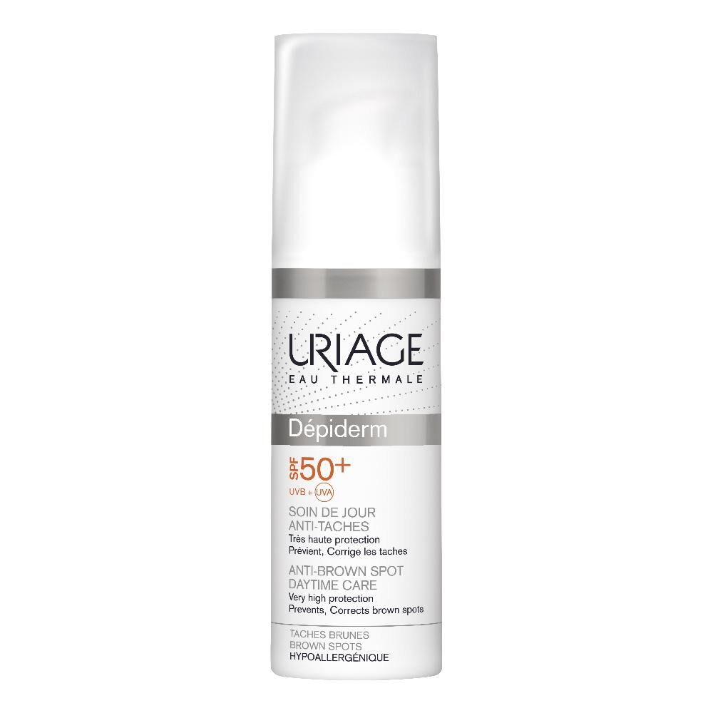 Uriage Depiderm - Trattamento Giorno Anti-Macchie SPF50 30ml, Protezione Solare e Sbiancamento Cutaneo