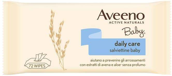 johnson & johnson spa aveeno baby - daily care salviettine 72 pezzi - igiene pratica e delicata per il tuo bambino