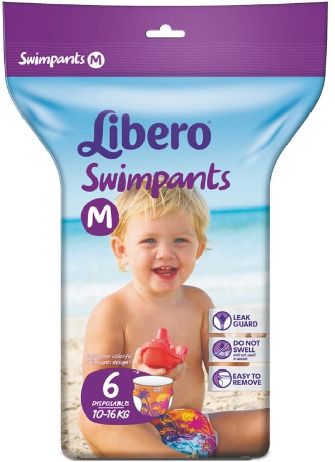 essity italy spa libero swimpants pannolini baby taglia m - confezione da 6 pezzi - pannolino a mutandina per mare/piscina 10-16kg