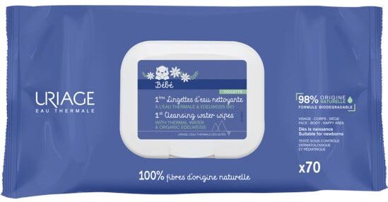 Uriage Bebe - Salviette Detergenti All'Acqua 70 Pezzi per la Pulizia Dolce del Tuo Bambino