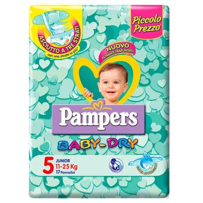 FATER SpA Pampers Baby-Dry Junior Taglia 5 (11-25 kg), 17 Pannolini FATER SpA Pampers Baby-Dry Junior Taglia 5 (11-25 kg), 17 Pannolini