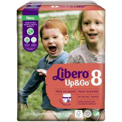 Pannolini Libero Up&Go Taglia 8 - Traspiranti, Anti-fuoriuscita, 19-30kg Pannolini Libero Up&Go Taglia 8 - Traspiranti, Anti-fuoriuscita, 19-30kg