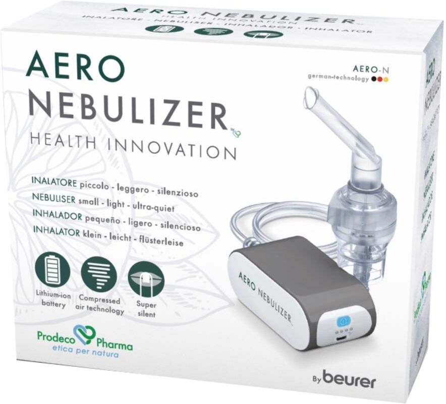 prodeco pharma srl aero nebulizer aerosol a batteria ricaricabile - tecnologia innovativa per inalazione veloce, compressore silenzioso, batteria agli ioni di litio