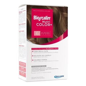 Giuliani Bioscalin - Nutricolor Plus Colorazione Capelli Permanente 6 Biondo Scuro - Kit Completo con Crema Colorante, Rivelatore Crema, Shampoo e Trattamento Finale