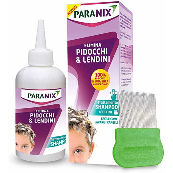 perrigo paranix - trattamento shampoo antipidocchi 200ml + pettine mdr, rimedio efficace contro pidocchi e lendini