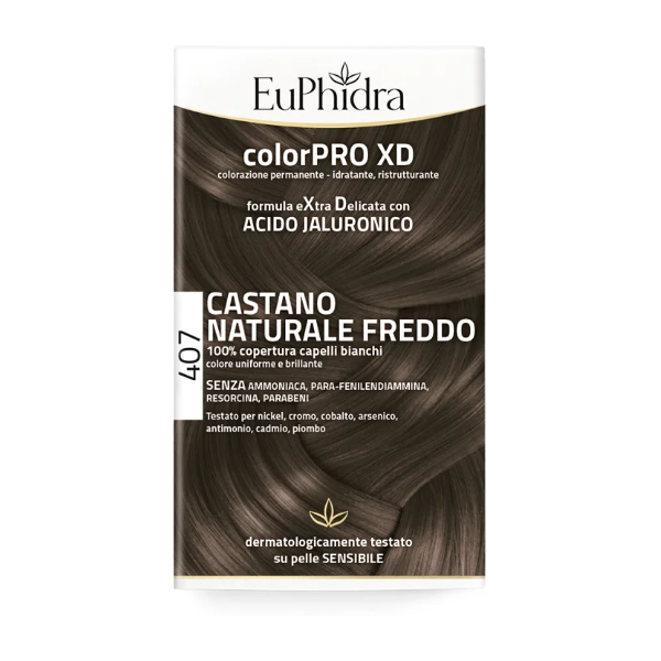 zeta farmaceutici spa euphidra colorpro xd kit tinta capelli 407 castano naturale freddo - tintura permanente con acido jaluronico