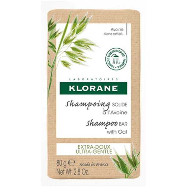 klorane - shampoo solido all'avena 80g per capelli sani e sostenibili