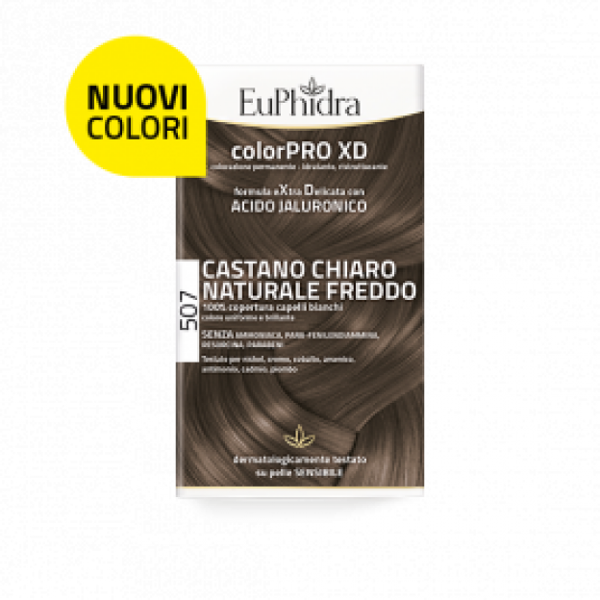 zeta farmaceutici spa euphidra colorpro xd kit tinta capelli 507 castano chiaro naturale freddo - tintura permanente con acido jaluronico