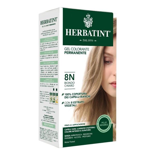 antica erboristeria spa herbatint 8n biondo chiaro - tintura capelli gel permanente 150 ml - riscopri il tuo biondo naturale con delicata nutrizione