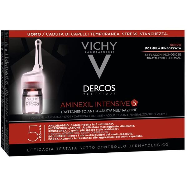 vichy dercos aminexil trattamento anticaduta uomo 42 fiale x 6 ml - riduci la caduta dei capelli con efficacia