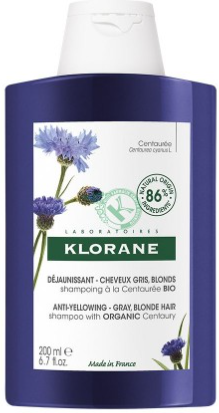 pierre fabre klorane - shampoo alla centaurea bio 200ml per capelli sbiancati o grigi