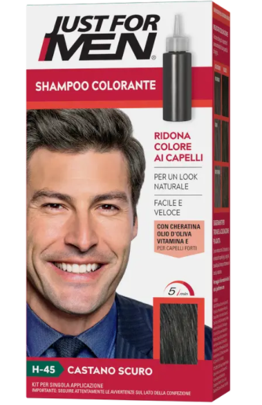 combe italia srl just for men - shampoo colorante castano scuro 30 ml
