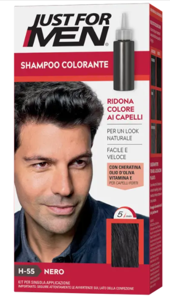 combe italia srl just for men - shampoo colorante nero 30 ml