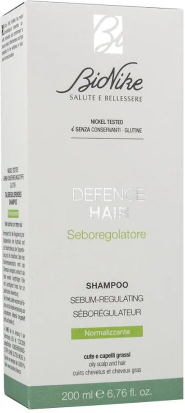 bionike defence hair shampoo seboregolatore fortificante, 200 ml, shampoo per capelli grassi e cuoio capelluto sensibile