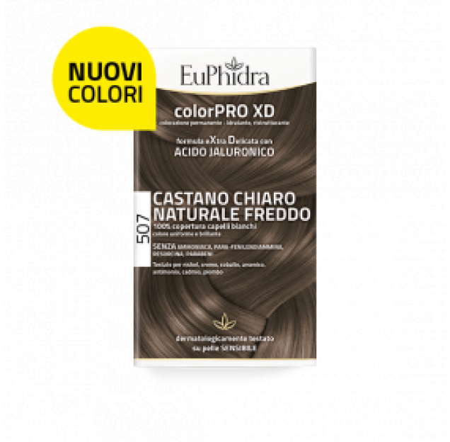 zeta farmaceutici spa euphidra colorpro xd kit tinta capelli 507 castano chiaro naturale freddo - tintura permanente con acido jaluronico
