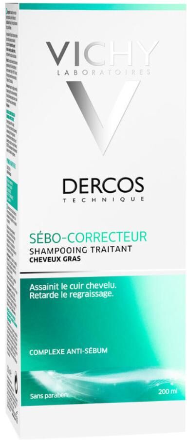 vichy dercos shampoo sebo-regolatore 200ml per capelli grassi e seboregolazione