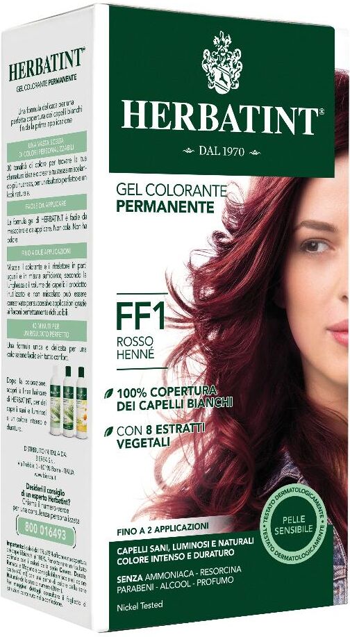 antica erboristeria spa herbatint ff1 rosso henné - tintura capelli gel permanente 150 ml - colore intenso e passione naturale