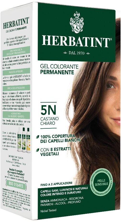 antica erboristeria spa herbatint - tintura per capelli gel permanente 5n castano chiaro 150 ml - senza ammoniaca