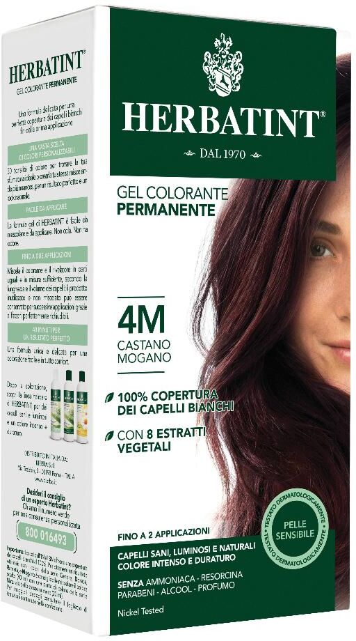 antica erboristeria spa herbatint tintura per capelli gel permanente 4m castano mogano 150 ml - senza ammoniaca