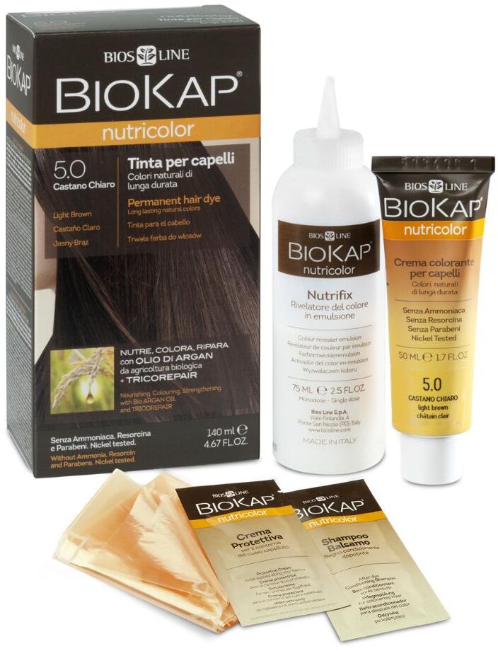 bios line biokap nutricolor tinta capelli 5,0 castano chiaro - colorazione naturale