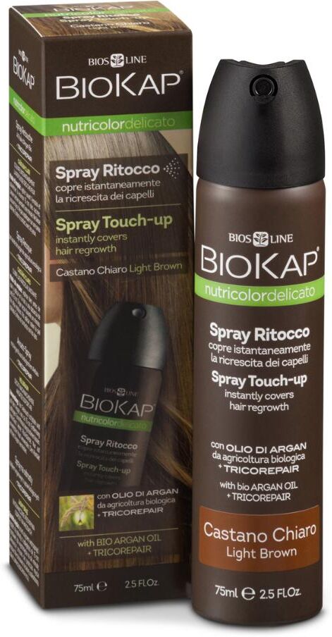 bios line spa biokap nutricolor delicato spray ritocco castano chiaro 75ml - trattamento per ricrescita capelli