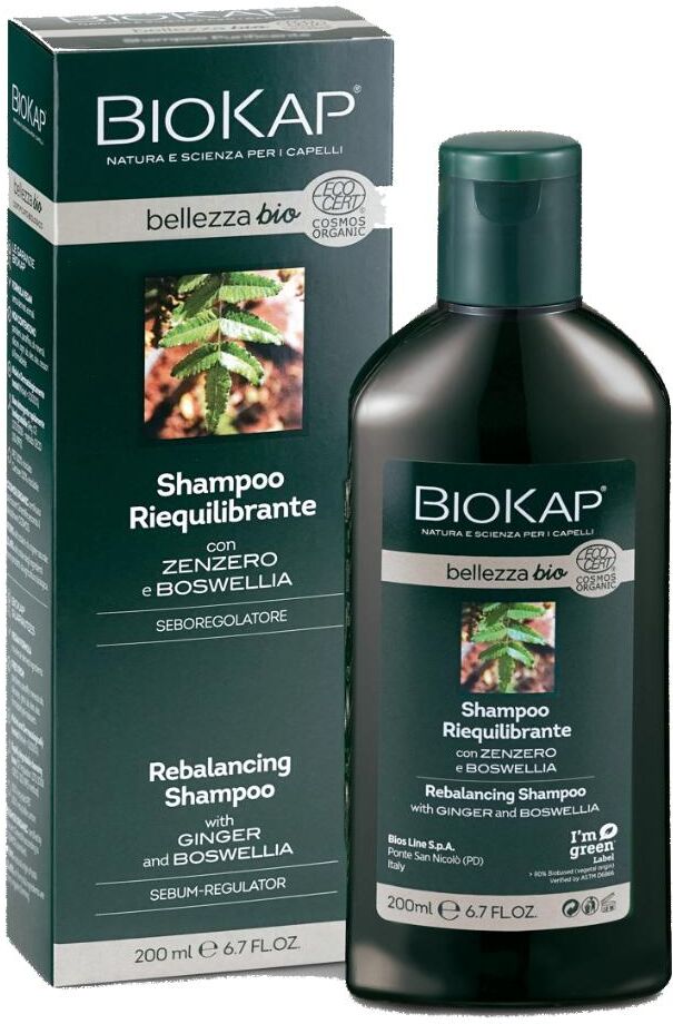 bios line spa biokap bellezza bio shampoo riequilibrante cosmos organic 200ml - shampoo biologico per capelli grassi e eccesso di sebo