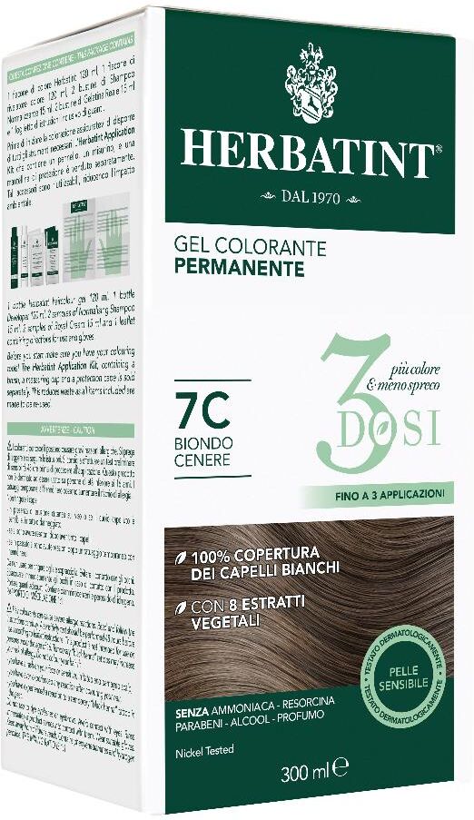 antica erboristeria spa herbatint - tintura per capelli gel permanente 7c biondo cenere 300 ml (3 dosi)