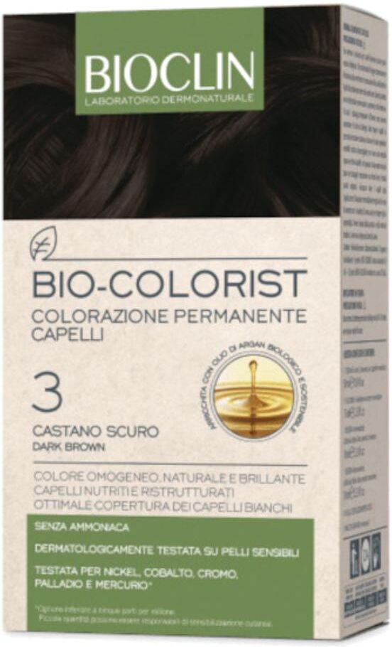 ist.ganassini spa bioclin bio colorist colorazione permanente 3 castano scuro - kit completo per capelli intensamente colorati