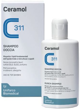 Unifarco Spa Ceramol 311 Shampoo Doccia Alta Tollerabilità 200ml - Delicata Pulizia per Corpo e Capelli