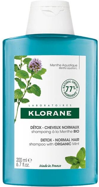 Pierre Fabre Klorane - Shampoo Detox Menta Acquatica Bio 200ml per una Pulizia Profonda