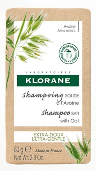 Klorane - Shampoo Solido all'Avena 80g per Capelli Sani e Sostenibili