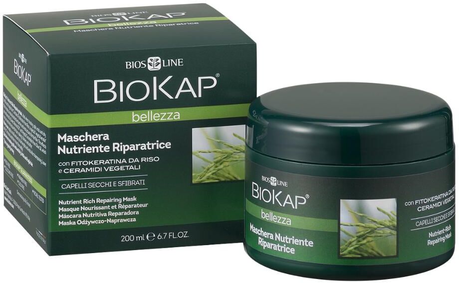 Bios Line Spa Biokap Maschera Nutritiva Riparatrice 200ml - Trattamento Intensivo per Capelli Secchi e Sfibrati