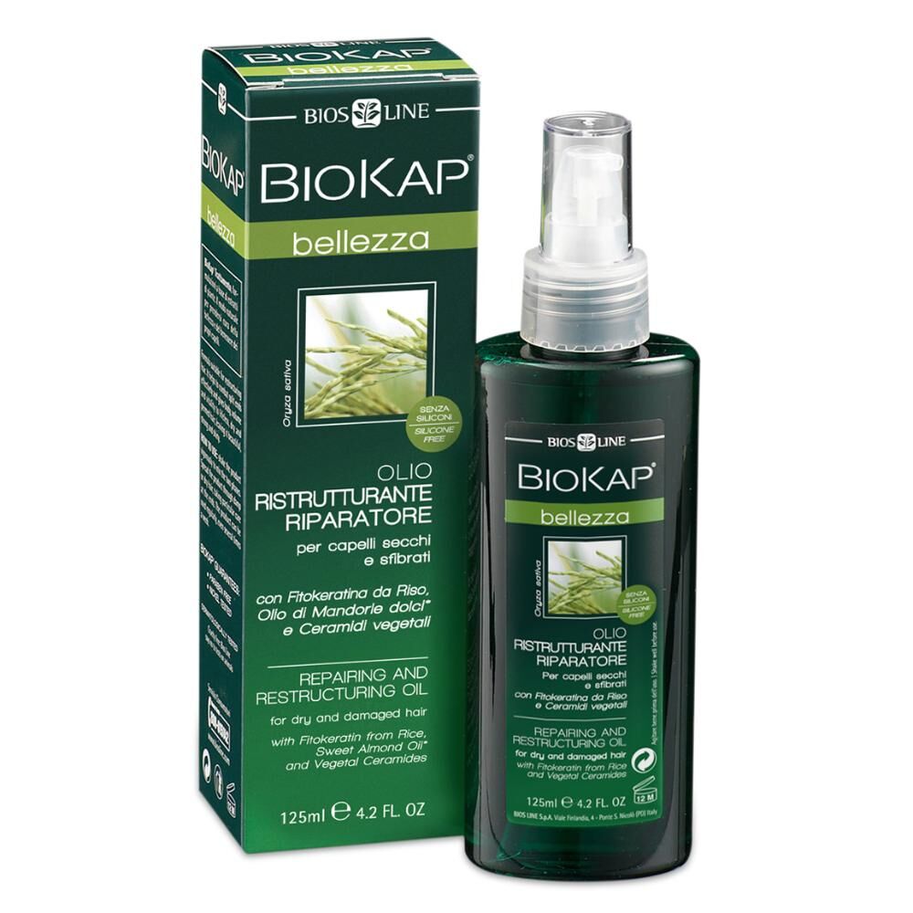 Bios Line Biokap Olio Ristrutturante Riparatore 125ml - Trattamento Capelli con Fitokeratina da Riso