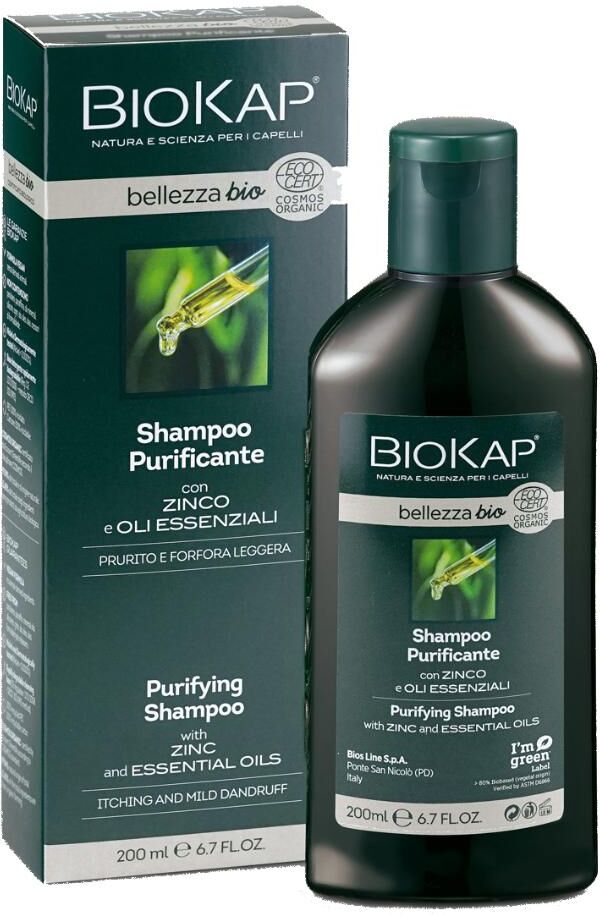 Bios Line Biokap Bellezza Bio Shampoo Purificante Cosmos Organic 200ml - Shampoo Biologico per Sensazione di Prurito e Forfora Leggera