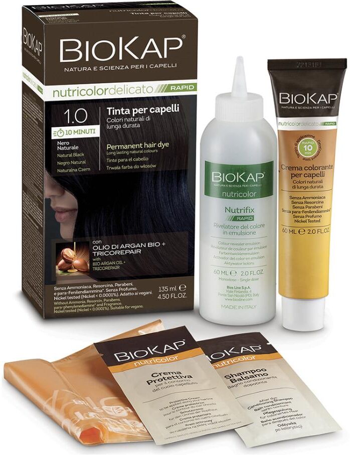 Bios Line Biokap Nutricolor Delicato Rapid 1.0 Nero Naturale - Tinta Capelli Senza Parafenilendiammina