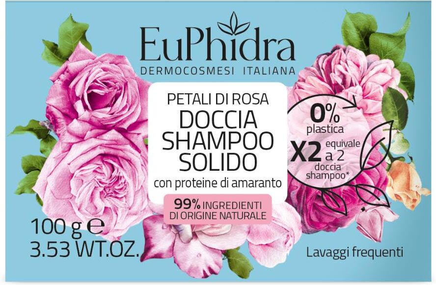 Zeta Euphidra Doccia Shampoo Solido Petali Di Rosa 100g - Doccia Shampoo Solida per Lavaggi Frequenti