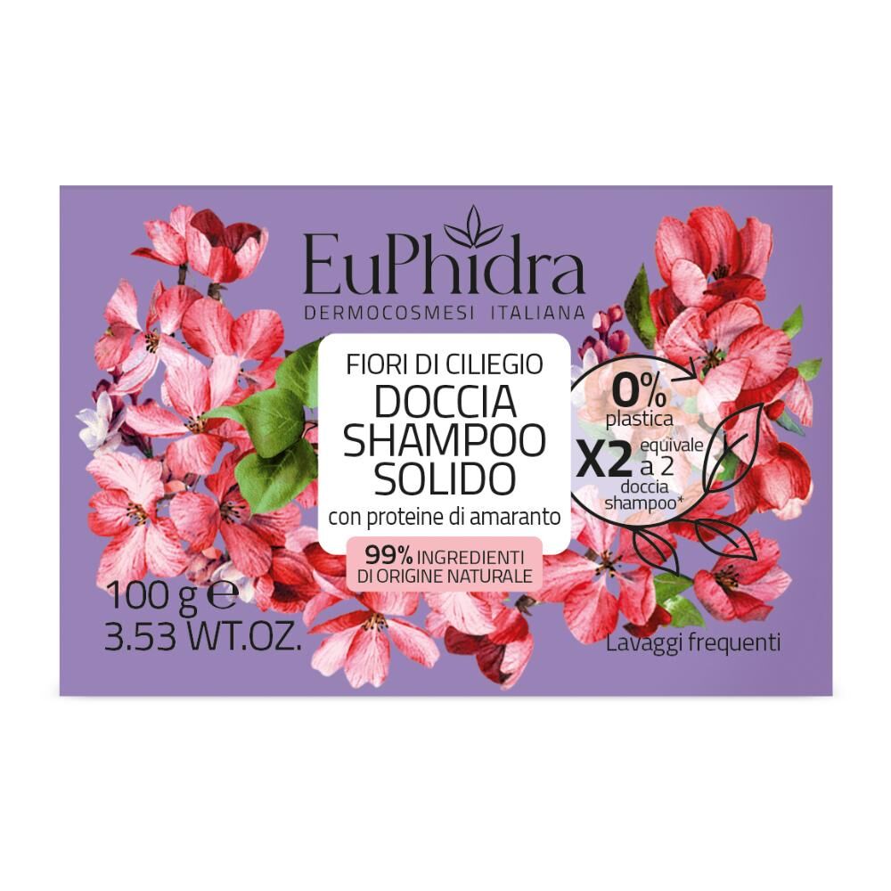 Zeta Euphidra Doccia Shampoo Solido Fiori di Ciliegio - Detergente Ecologico, Profumato, 100g - Cura Capelli e Corpo