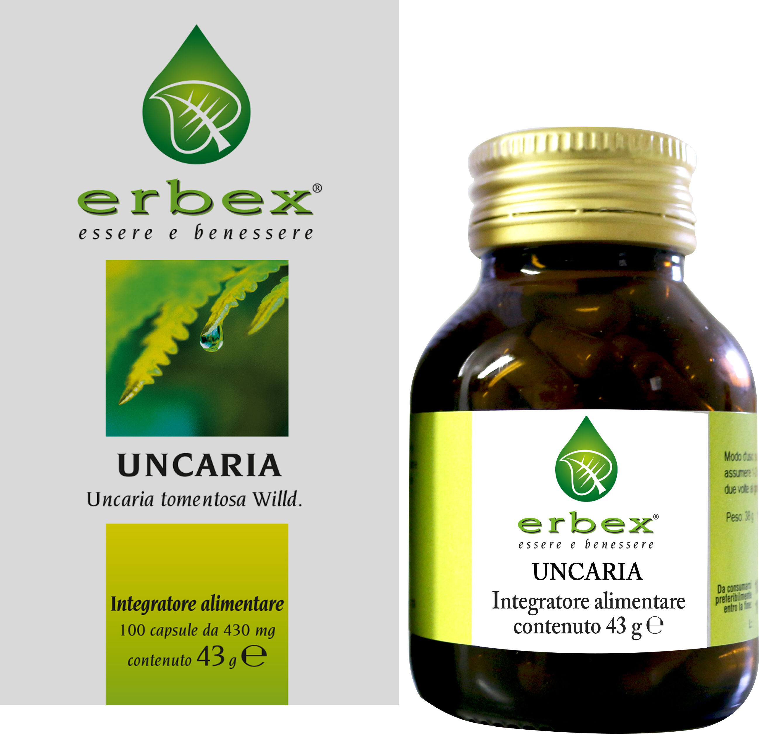 Aeffe Erbex - Unicaria Tormentosa 100 capsule 430mg: Integratore Alimentare per le Difese Naturali