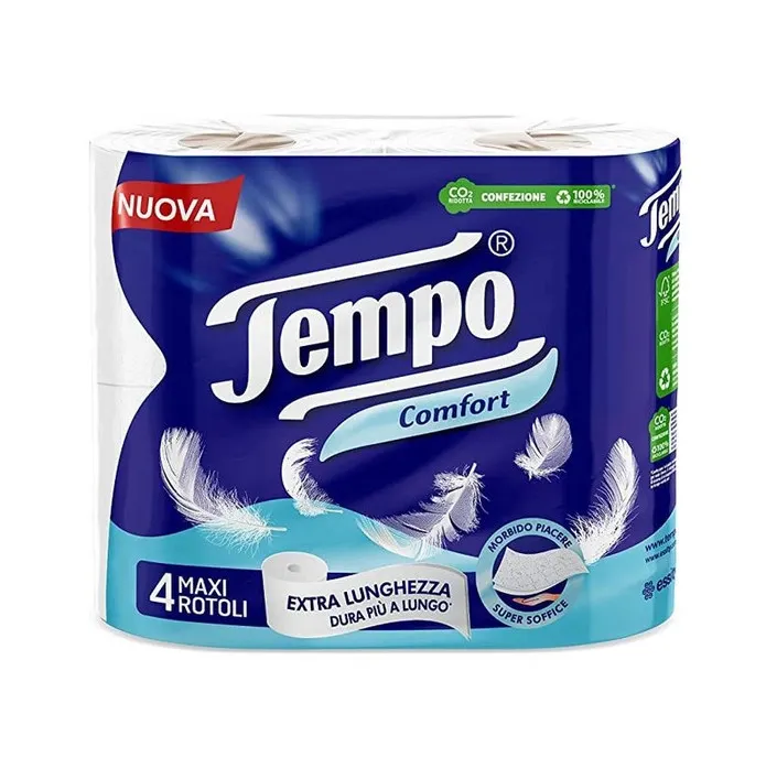 Essity (Lib,Temp) Comfort Carta Igienica Tempo 4 Maxi Rotoli - Dolcezza e Qualità per un'Igiene Impeccabile