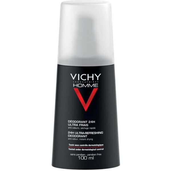 vichy homme deodorante spray 24 h ultra-fresco 100 ml - protezione e freschezza per una giornata attiva