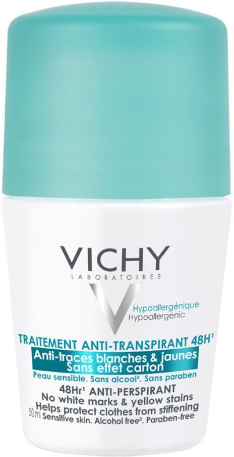 vichy deodorante roll-on antitraspirante 50 ml - protezione duratura contro il sudore per pelli sensibili