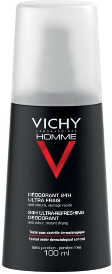 vichy homme deodorante spray 24 h ultra-fresco 100 ml - protezione e freschezza per una giornata attiva