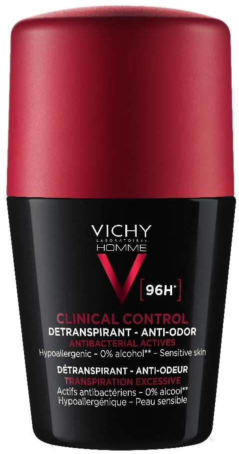 L'Oreal Vichy Homme Deodorante Clinical Control 96H Roll-On 50ml - Deodorante Uomo ad Azione Clinica, Lunga Durata