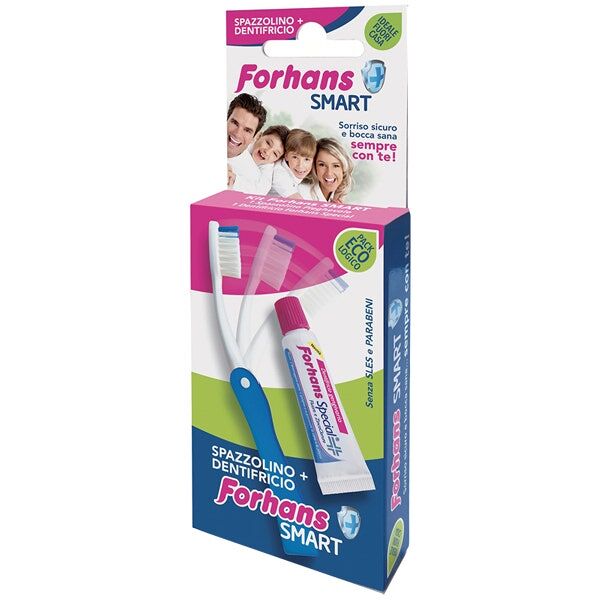 uragme forhans - smart kit igiene orale spazzolino pieghevole + dentifricio 12,5 ml