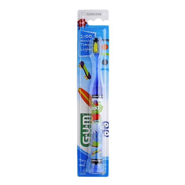 sunstar gum light up spazzolino 7/9 anni - spazzolino per bambini con luci led, setole morbide e impugnatura ergonomica