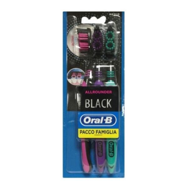 procter & gamble srl oral-b - spazzolino manuale robin hood black medio 3 pezzi