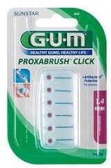 sunstar italiana srl gum proxabrush click 622 scovolini cilindrico 1,4mm 6 pezzi - pulizia interdentale facile ed efficace