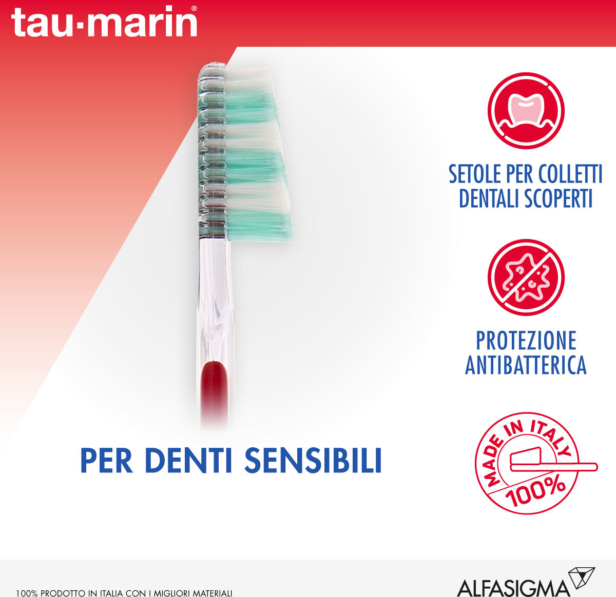 alfasigma spa tau marin - spazzolino sensitive gengive antibatterico 1 pezzo