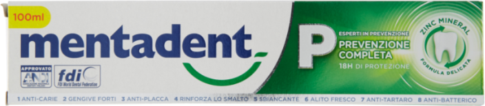 unilever italia spa mentadent p dentifricio 100ml - protezione 18h, prevenzione anti-carie e gengive forti