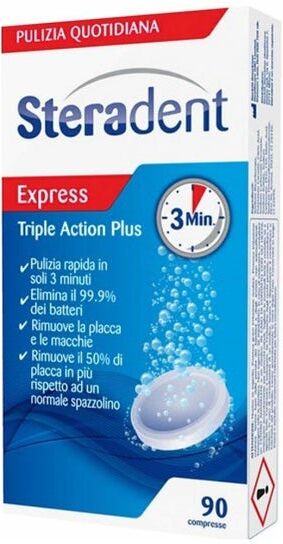 reckitt benckiser h.(it.) spa steradent triple action plus 90 compresse - compresse igienizzanti per dentiere